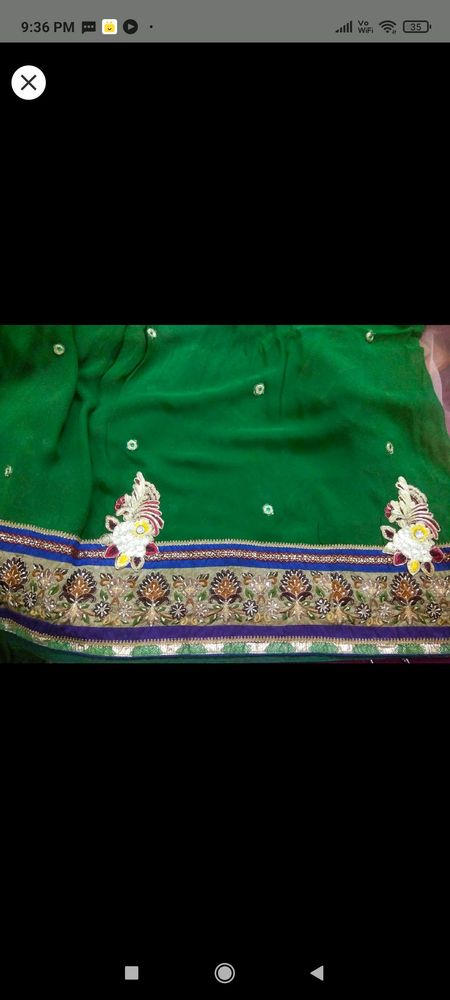 green party wear saree with stitched blouse