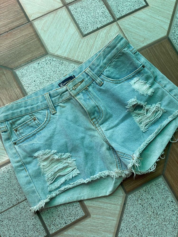 Distressed Denim Shorts