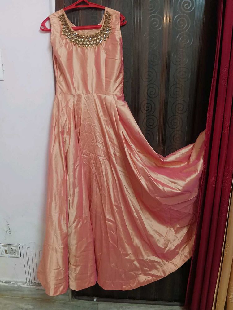 Peach Embellished Ethnic L size Gown