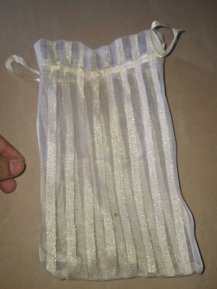 pouch with glitter stripes