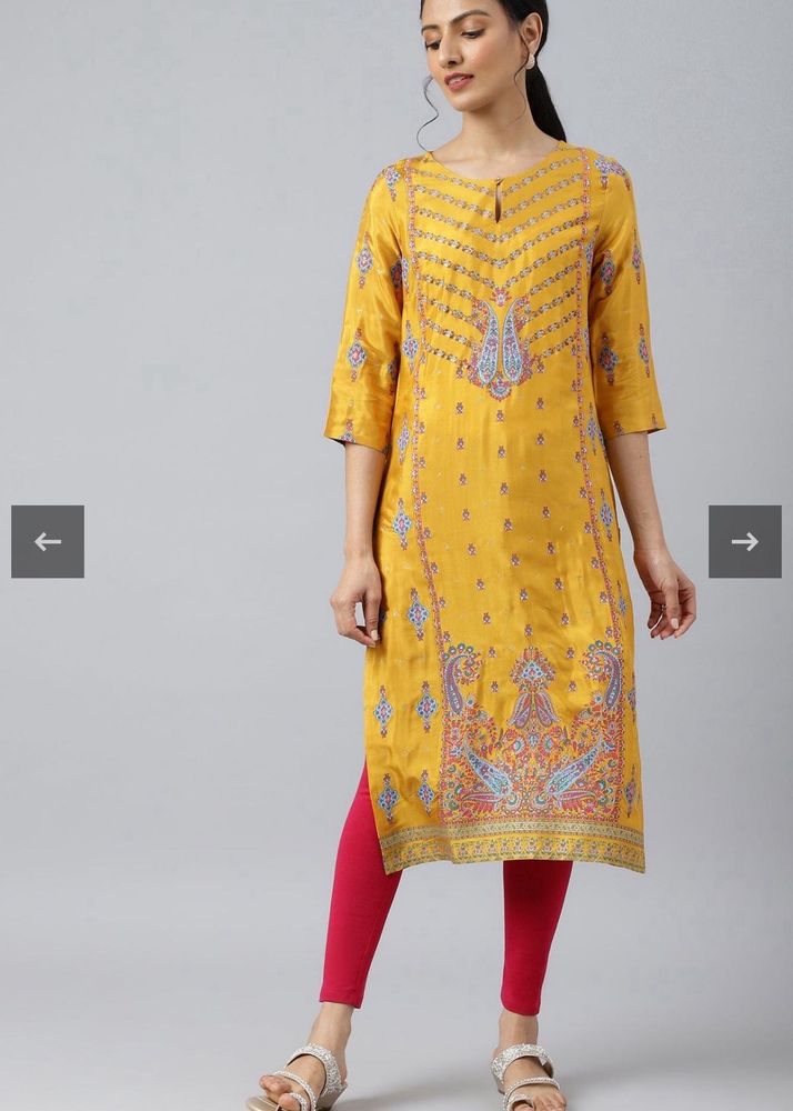 Elegant Yellow Printed Kurta