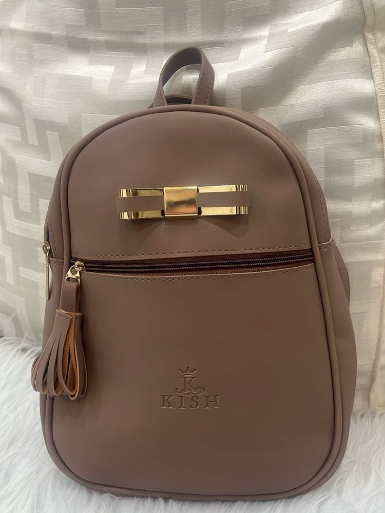 Stylish Brown Backpack with Bow Detail
