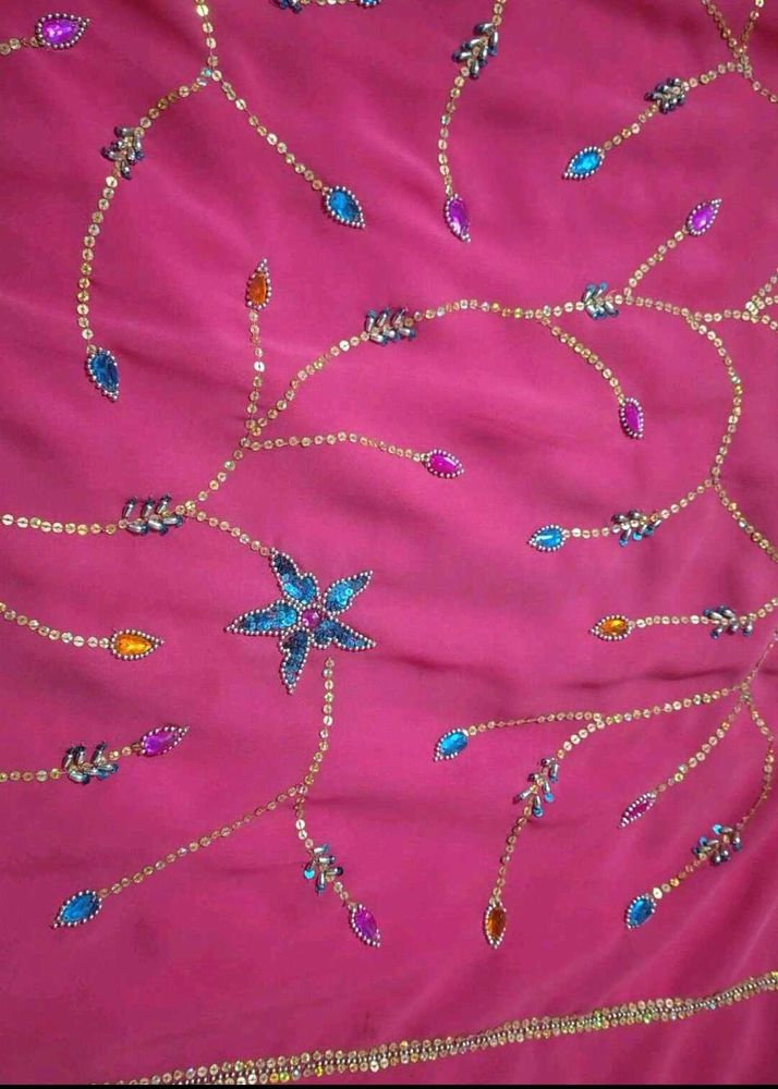 Embroidered Pink Saree