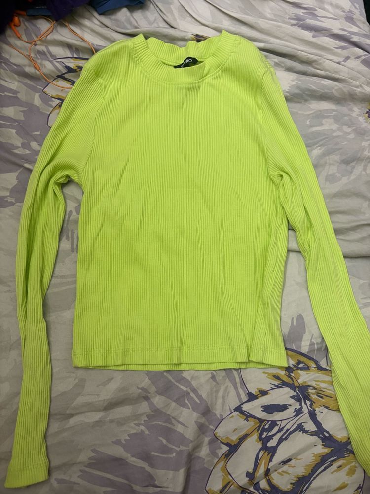 Neon Ribbed Long Sleeve baby tee