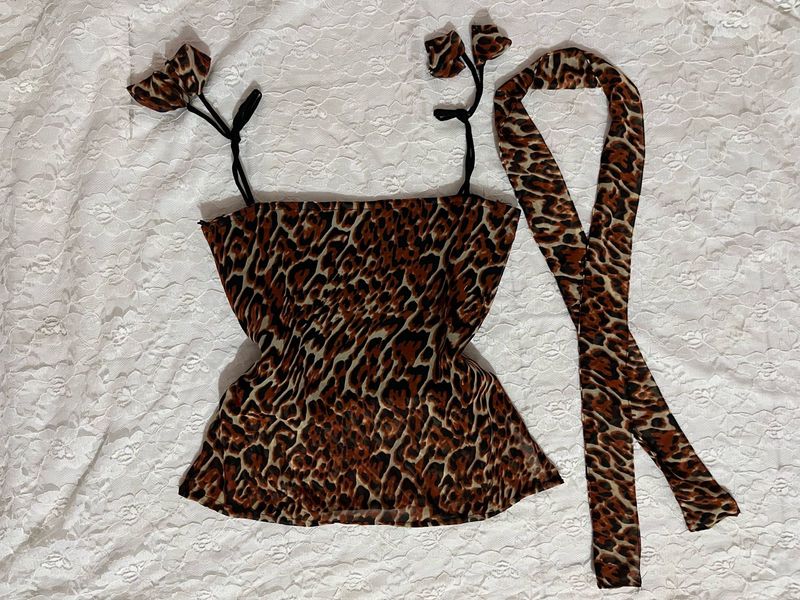 y2k Leopard Print Camisole Set