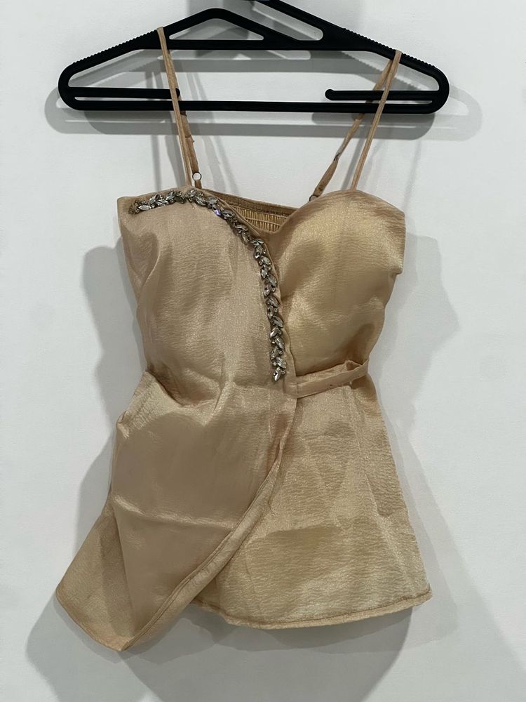 Shimmer Chain Detail Wrap Top