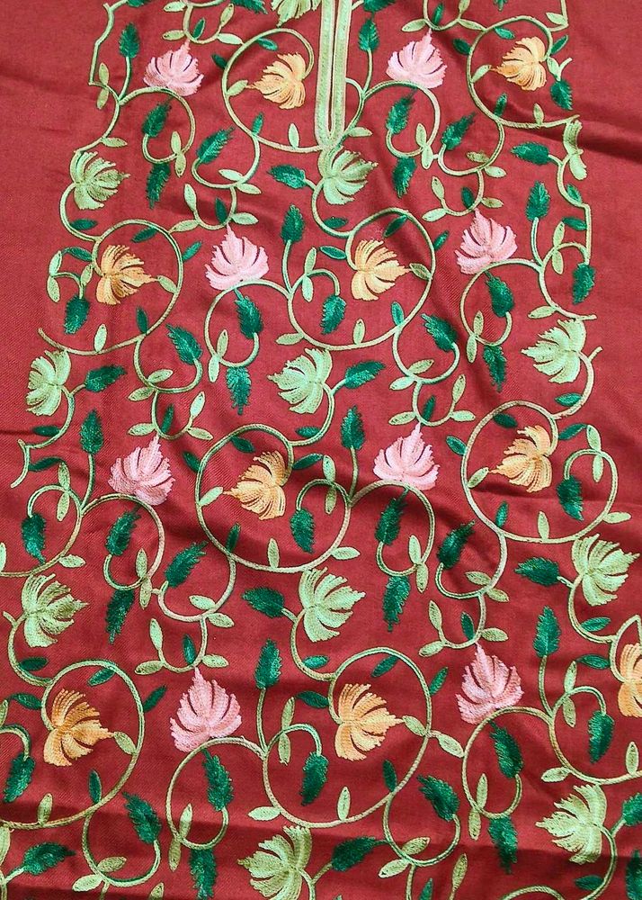 kashmiri Embroidered red dress material