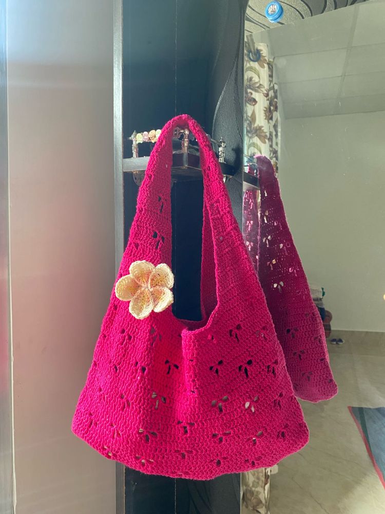 Crochet Tote Bag Cum Handbag