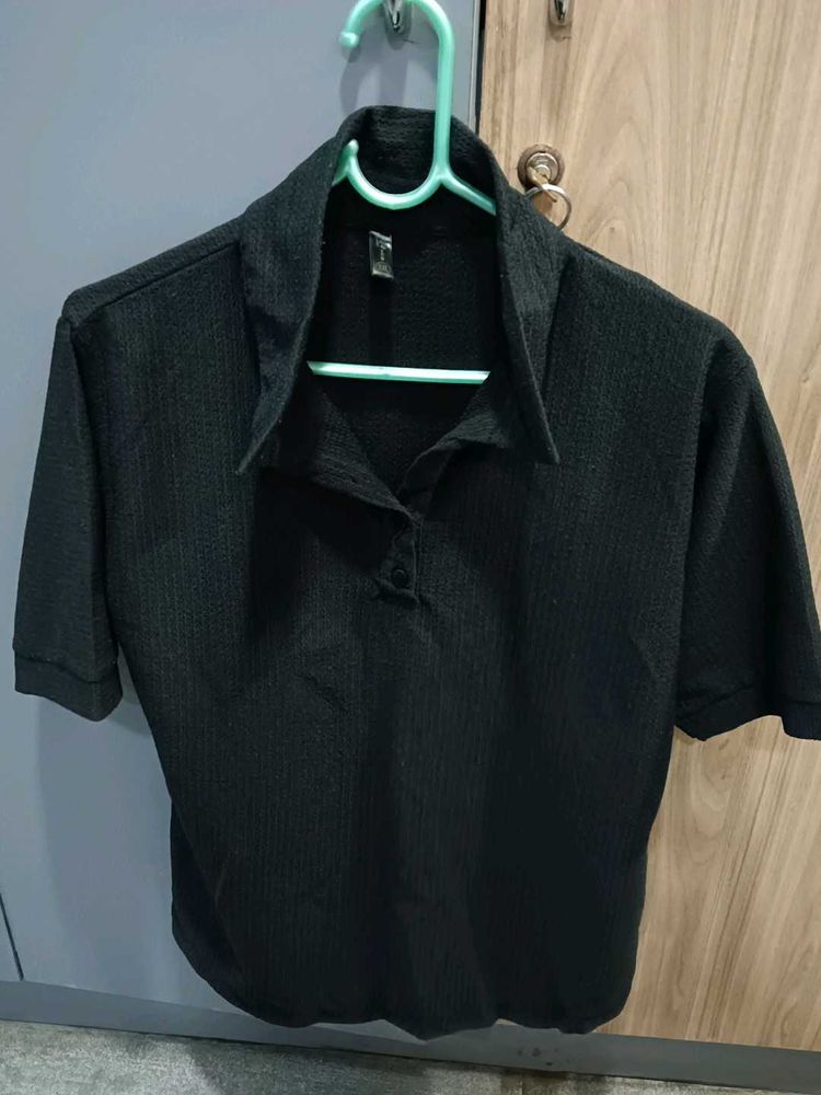 Classic Black Collared Top