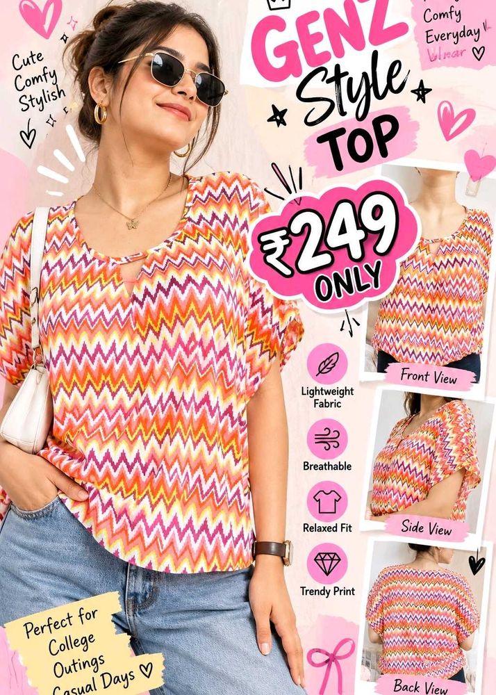 GenZ Style Trendy Print Top 40"-42" Size L-XL