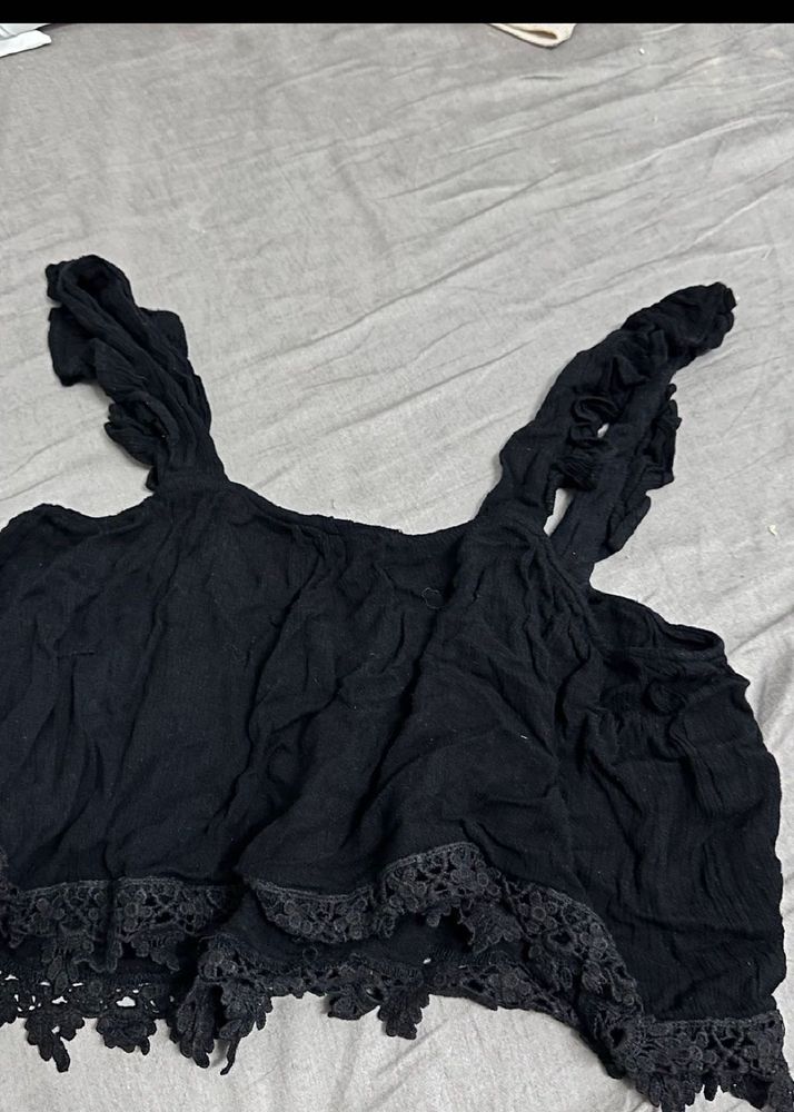 Black Lace Trim Cami Top