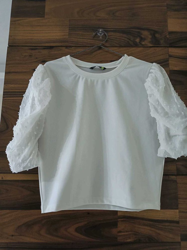White Puff Sleeve Top