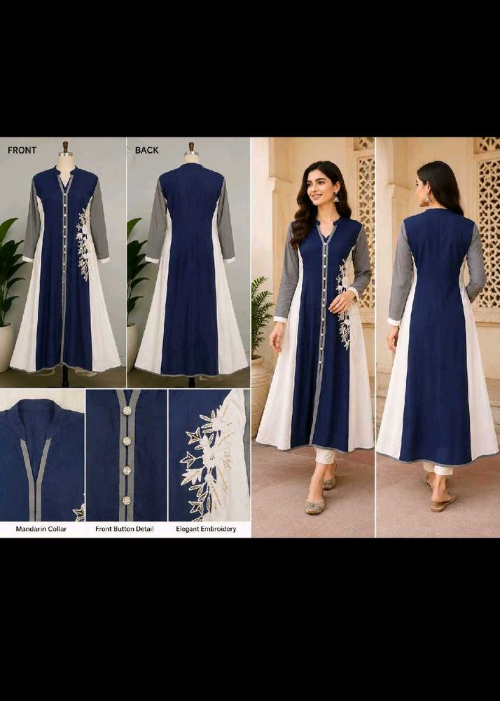 Elegant Embroidered Blue&amp;White anarkali Kurta used