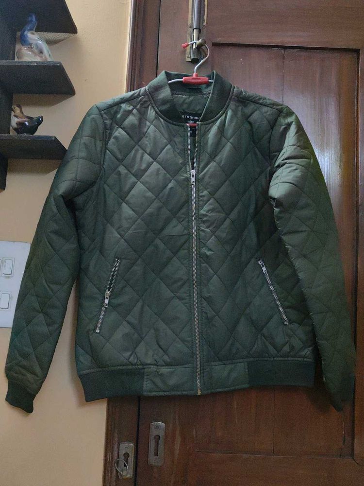 Olive Quilted Bomber Jacket