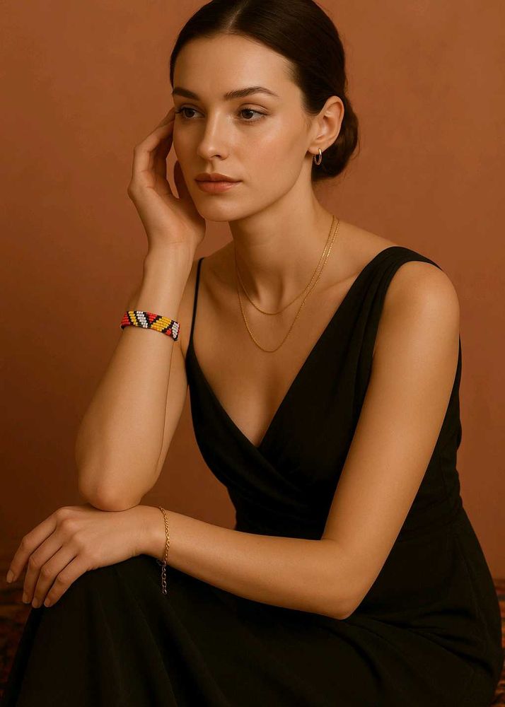 Hand Made Classic multicolour Wide Bead Bracelet