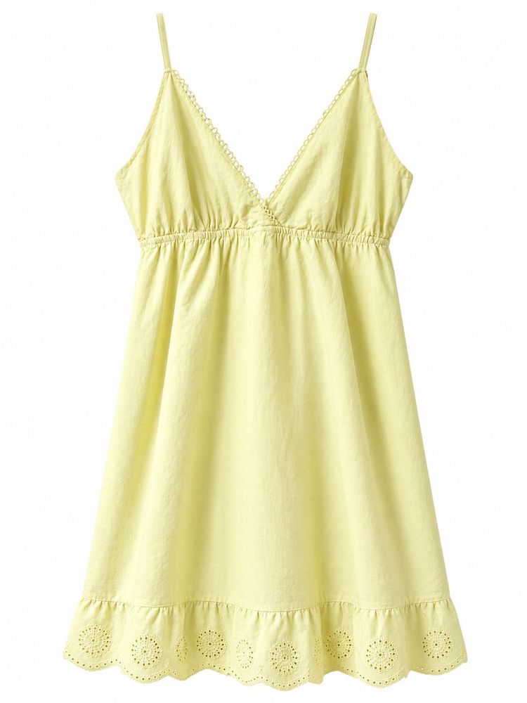 Yellow Sundress with Eyelet Hem