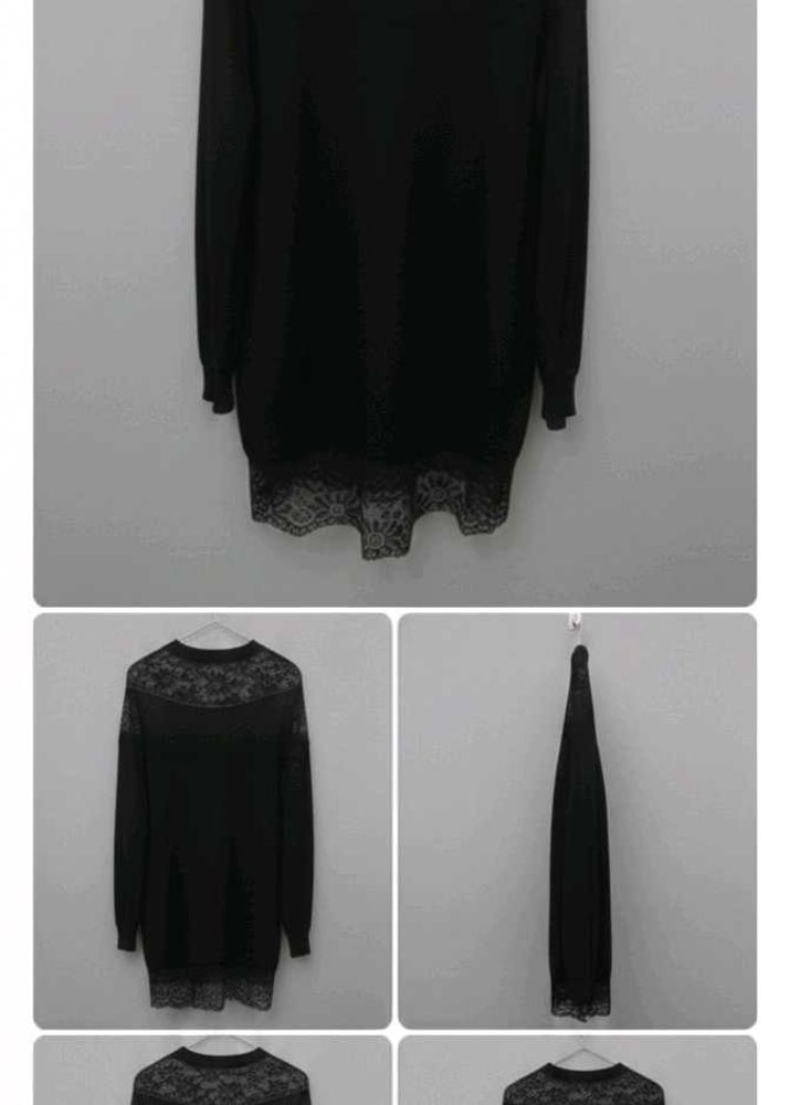 Black Lace Detail Long Sleeve Top