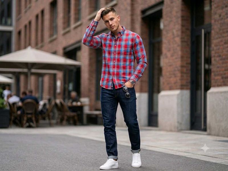 Champion Men's Plaid Button-Down Shirt