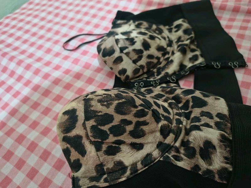 Leopard Print Corset Bra Top