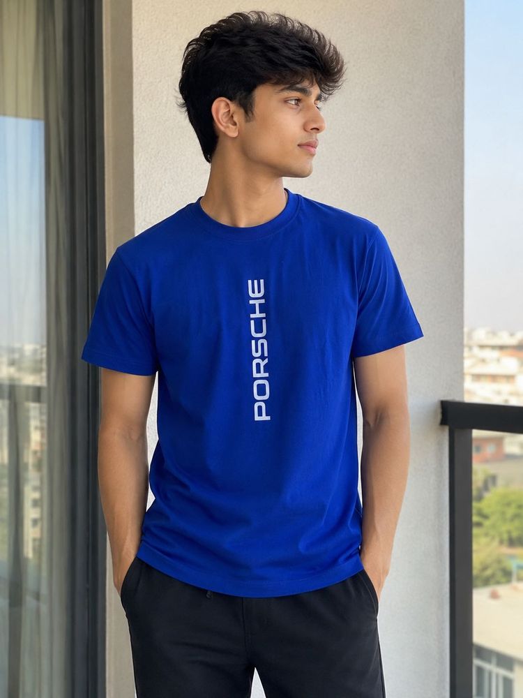 Men's Porsche Blue Graphic T-Shirt