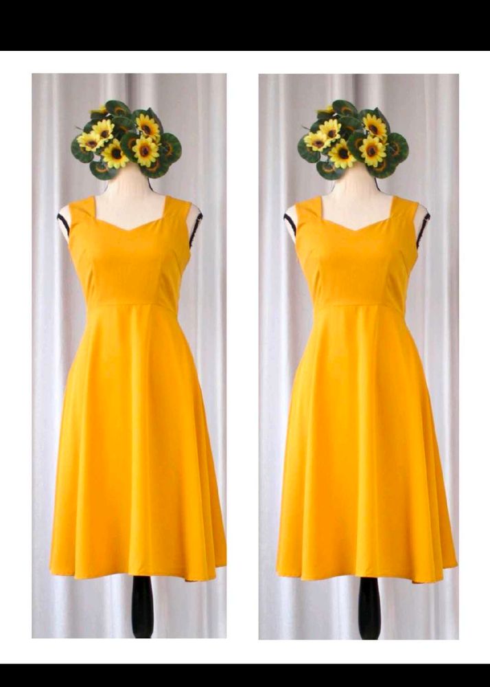 Vibrant Yellow Fit &amp; Flare Dress