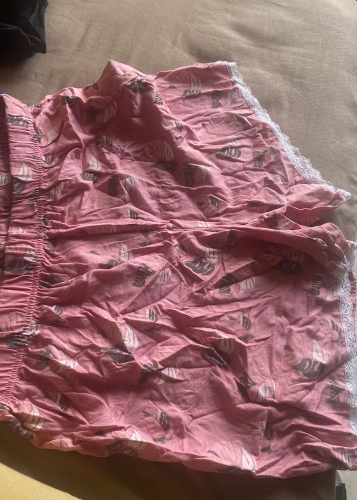 Pink Printed Mini Skirt