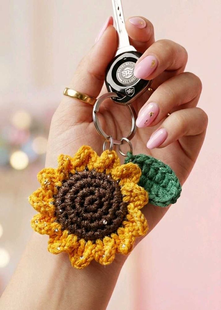 Crochet Sunflower Keychain