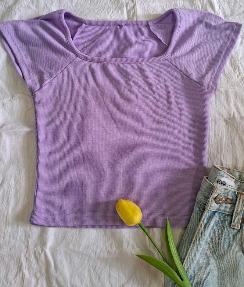 Lilac Ribbed Crop Top