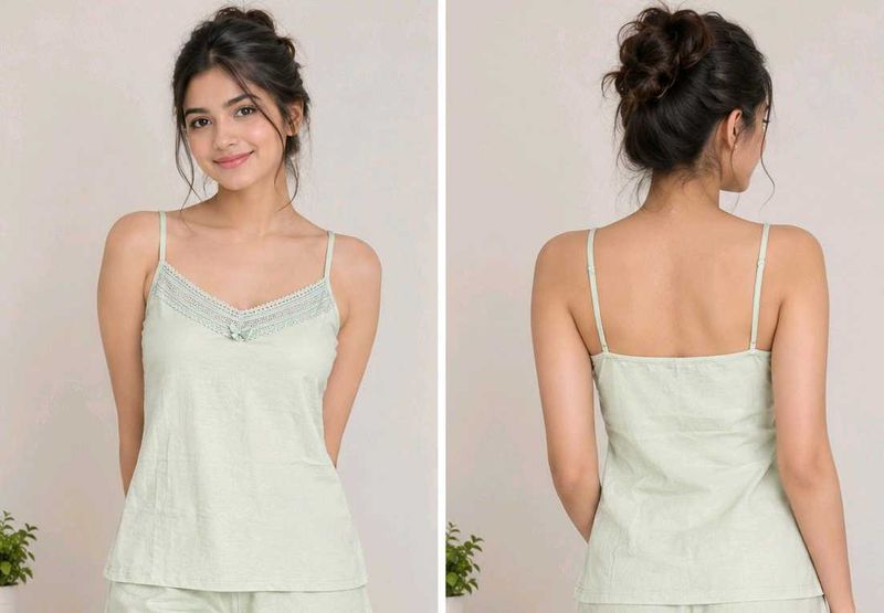 Comfortable Lace Trim Cami Top