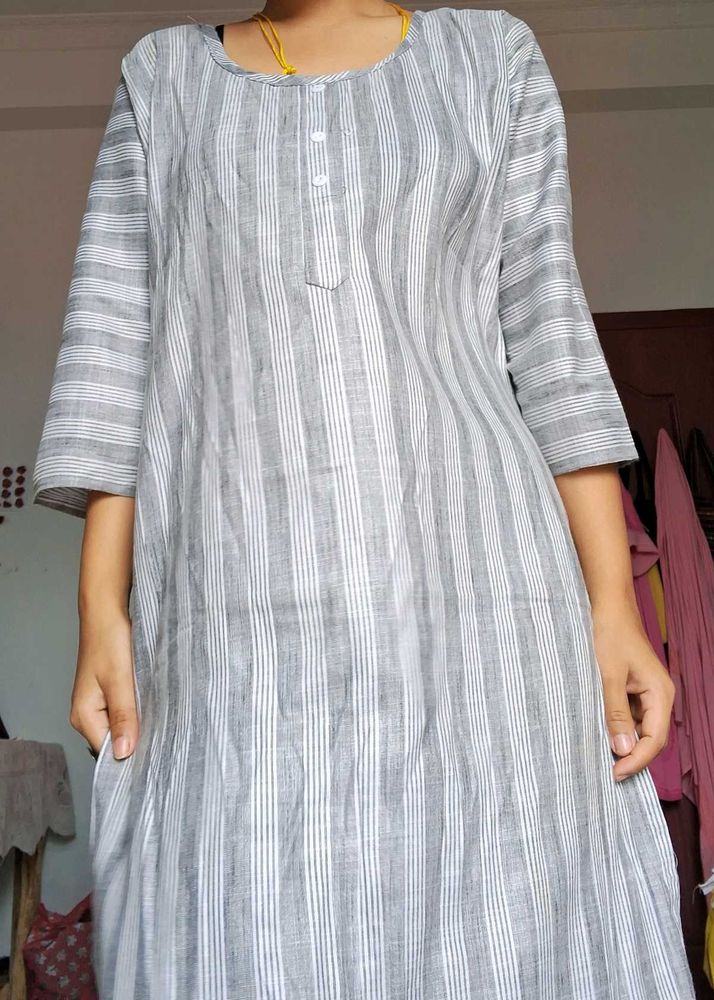 Striped Grey Kurta