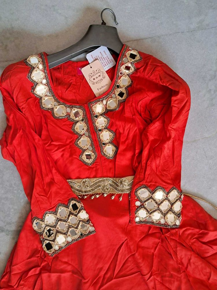 🆕️real Mirror Anarkali with  Duptta