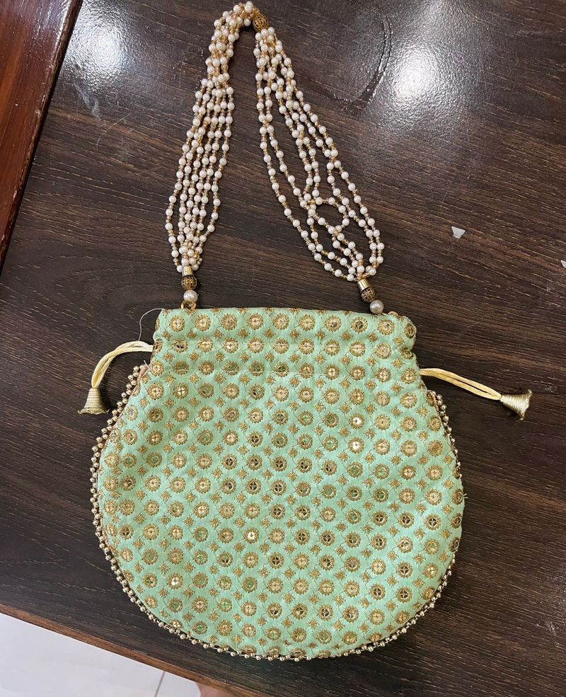 Exquisite Mint Green Potli Bag