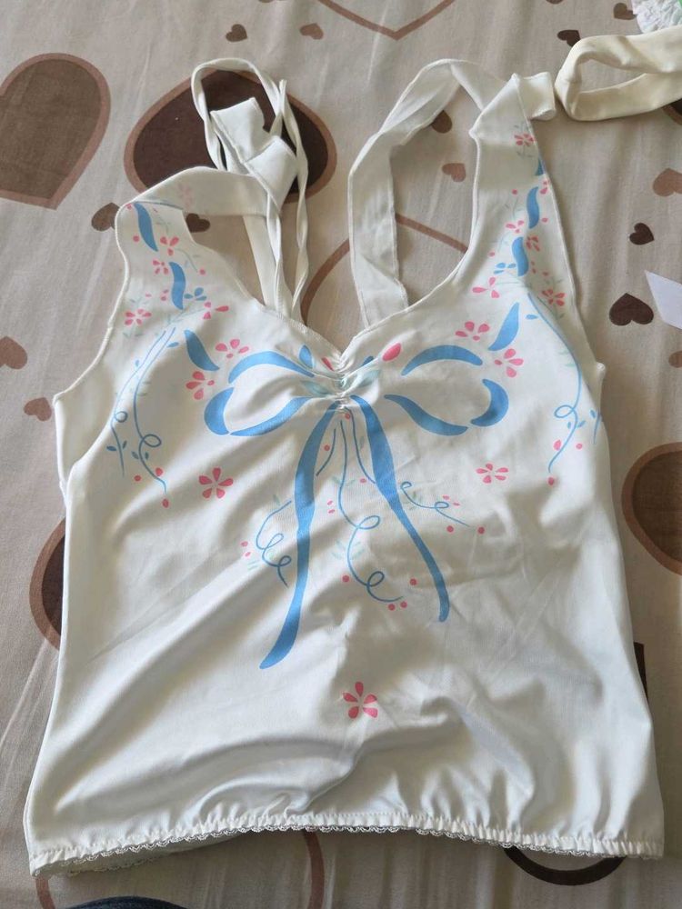 NEWME Cute Bow Print Camisole Top