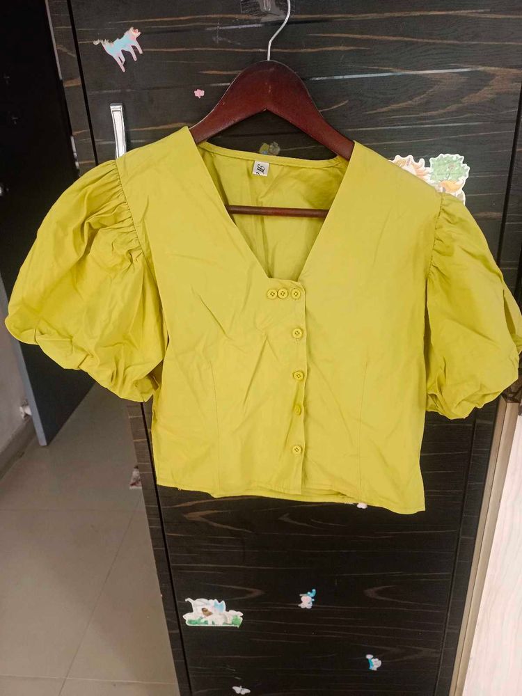 Stylish Yellow Puff Sleeve Top