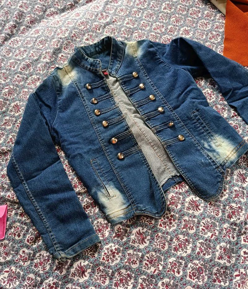 Stylish Denim Military Jacket