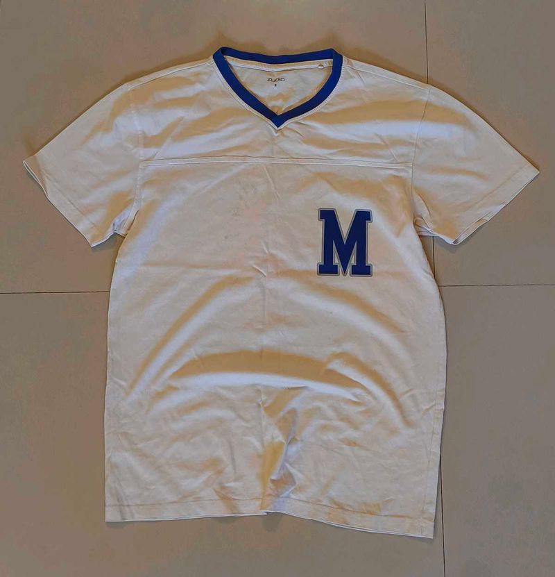 White T-Shirt with 'M' Graphic