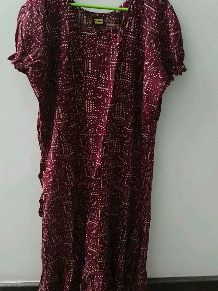 Elegant Maroon Printed maxi dress