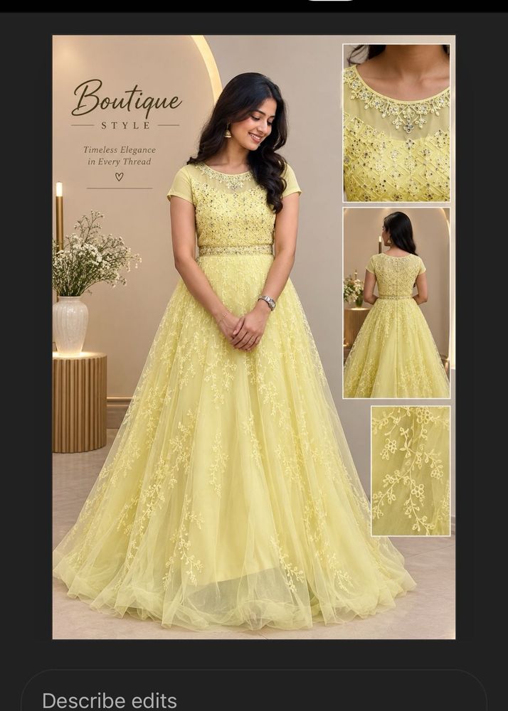 Elegant Yellow Embellished Gown