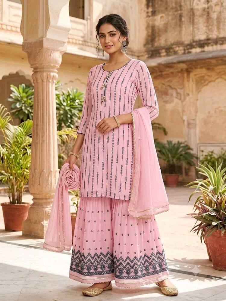 semi stitched shraara suit with dupatta