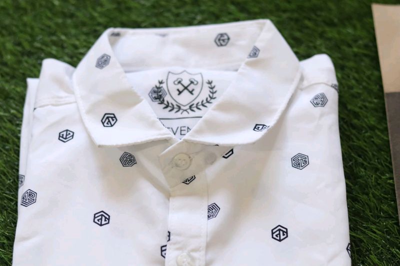 Seven 11 White Geometric Shirt
