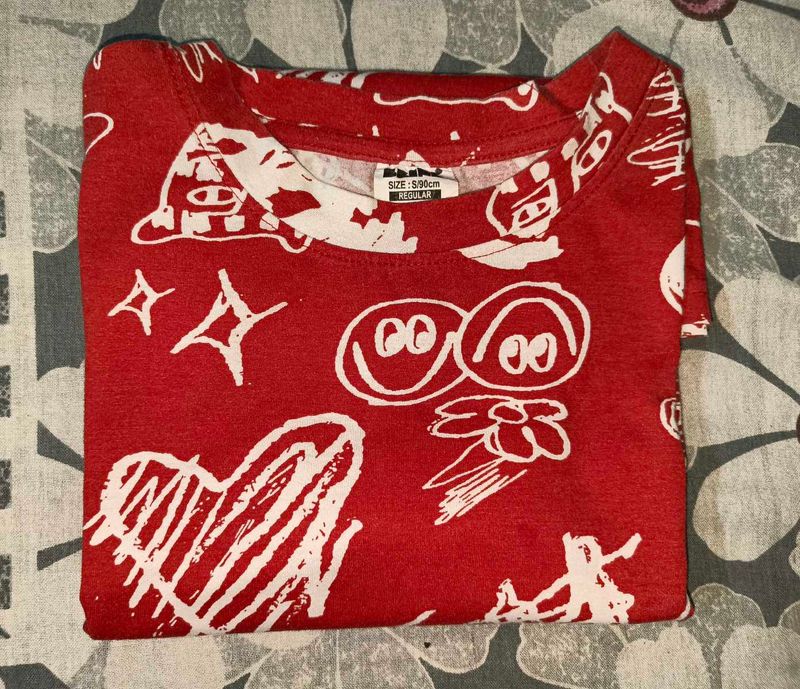 Vibrant Red Graphic Print T-Shirt