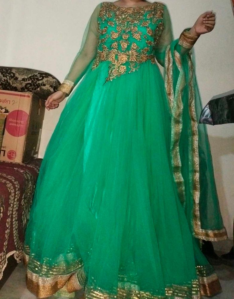 Emerald Green Anarkali Gown