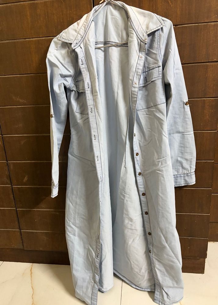 Light Blue Denim Maxi Dress