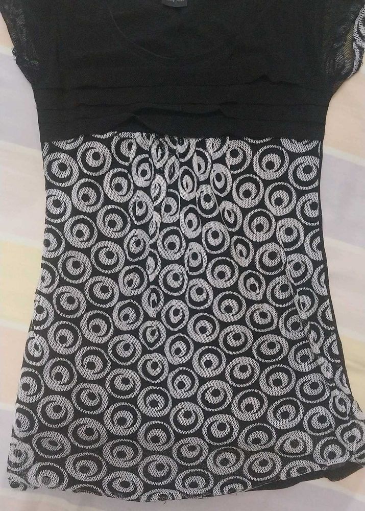 Y2k Black &amp; White Print Dress