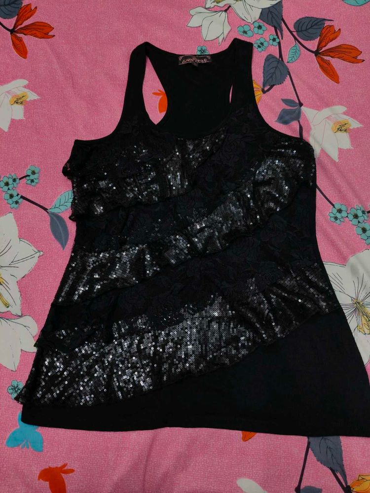 Sparkly Black Racerback Tank Top