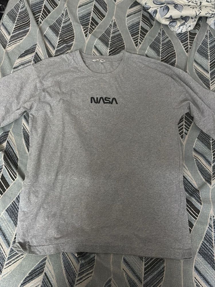 Grey NASA Long Sleeve T-Shirt