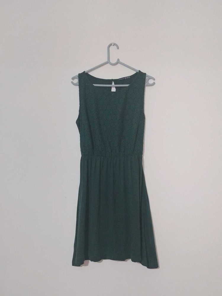 Dark Green Broderie Anglaise Dress