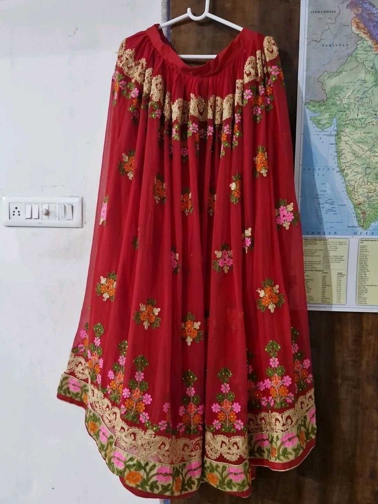 Red Embroidery Work Lehnga/Chaniya
