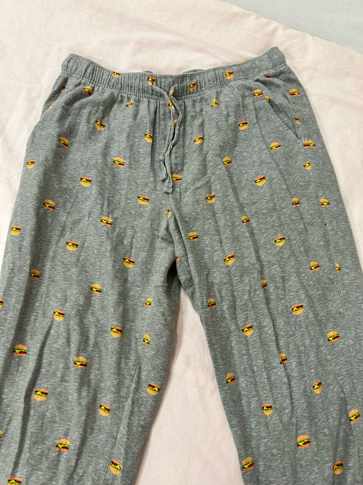 Burger Print Pajama Pants