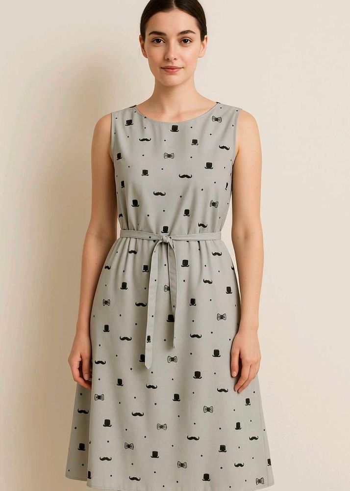 Whimsical Moustache &amp; Top Hat Print Dress
